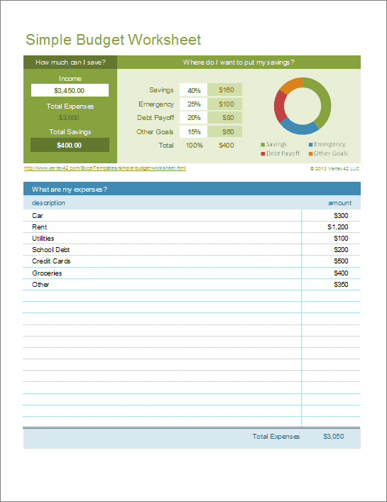 Simple Budget Excel Template